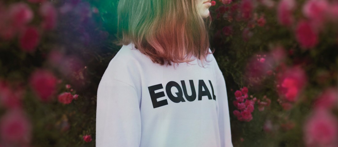 woman equal rights shirt flowers